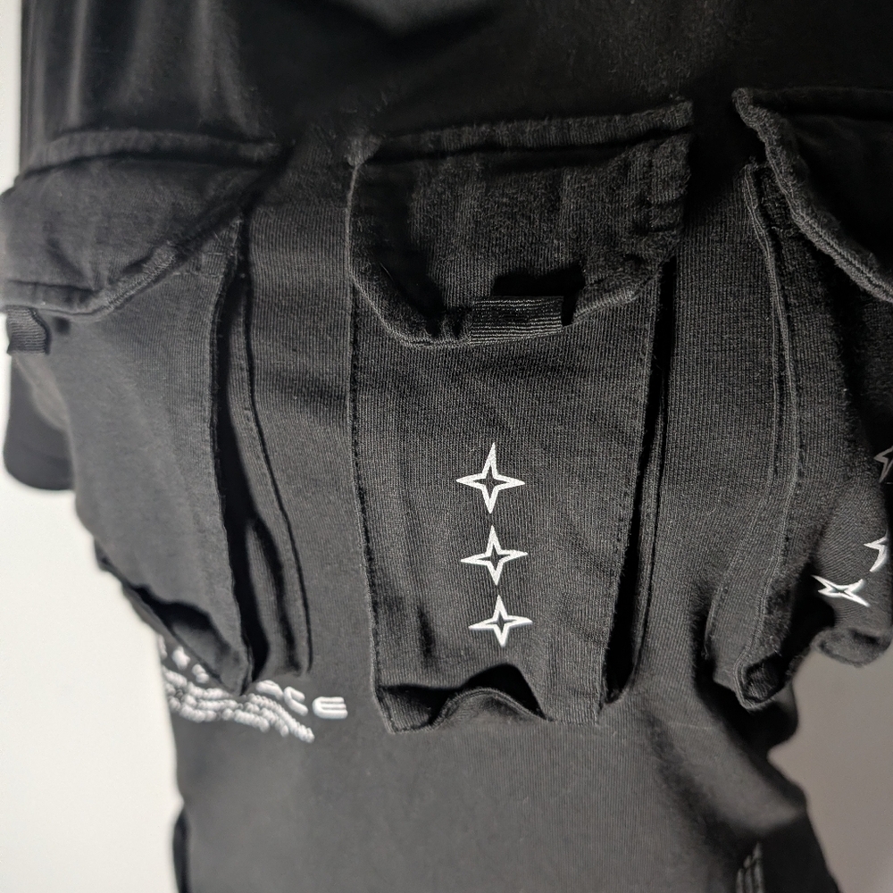 Space and time T-shirt with with tactical front chest pockets Size S - Picture 2 of 7